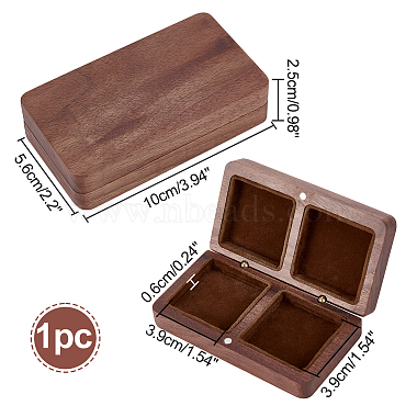 2магнитные коробки для хранения ювелирных украшений из черного ореха с прорезями(CON-WH0095-09C)-2