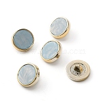 Resin Shank Buttons, with Plating Plastic Findings, 1-Hole, Flat Round, Light Blue, 17.5~18x8.5mm, Hole: 3mm(FIND-WH0147-37L)