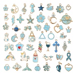 Alloy Enamel Pendants, Mixed Shapes, Light Gold, Light Gold, 50pcs/set(ENAM-YW0001-19)