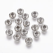 Tibetan Style Alloy Beads, Barrel, Lead Free, Cadmium Free and Nickel Free, Barrel, Antique Silver, about 5mm long, 8mm wide, hole: 3.5mm(LFH10212Y-NF)