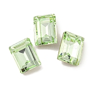 Glass Rhinestone Cabochons, Flat Back & Back Plated, Faceted, Rectangle, Chrysolite, 8x6x3mm(RGLA-L029-15C-238)