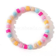 Sweet Fashion Heishi Polymer Clay with Glass Seed Beaded Stretch Bracelets, Perfect Gift for Bestie, Colorful, 6-7/8 inch(17.5cm)(NM1149)