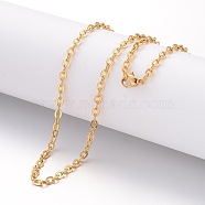 Ion Plating(IP) 304 Stainless Steel Necklace, Cable Chains, with Lobster Clasps, Golden, 19.69 inch(500mm), 2mm(X-MAK-K004-09G)