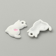 Spray Printed Alloy Pendants, Cat Charm, White, 15.5x11.5x2.5mm, Hole: 1.5mm(FIND-TAC0002-071D)