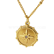 Stylish Stainless Steel Sunbeam Pendant Necklaces for Women Daily Wear, Real 18K Gold Plated, 16.54 inch(42cm)(YM0399-6)