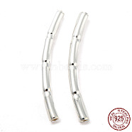925 Sterling Silver Tube Beads, Bamboo Tube Beads, Silver, 24.5x2x2mm, Hole: 1.2mm(STER-Z004-04D)