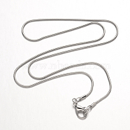 Brass Round Snake Chain Necklace Making, Platinum, 15.7 inch-16 inch, 1mm thick.(X-NJEW-R171-01)