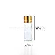 Clear Glass Bottles Bead Containers, Screw Top Bead Storage Tubes with Aluminum Cap, Column, Golden, 2.2x6cm, Capacity: 12ml(0.41fl. oz)(CON-WH0085-77E-02)