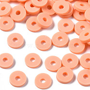 Handmade Polymer Clay Beads, for DIY Jewelry Crafts Supplies, Disc/Flat Round, Heishi Beads, Light Salmon, 6x1mm, Hole: 2mm, about 1010pcs/43g(X-CLAY-Q251-6.0mm-B13)