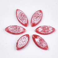 Epoxy Resin Cabochons, Faceted, Horse Eye, Red, 14.5~15x6.5~7x3mm(CRES-S361-06C)