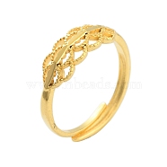 Flower Brass Adjustable Rings for Women, Real 24K Gold Plated, US Size 9(18.9mm)(RJEW-L120-014G)