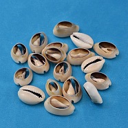 Natural Cowrie Shell Beads, Seashell Color, Size: about 16~18mm long, 12~13mm wide, 5~7mm thick(X-BSHE-S052)