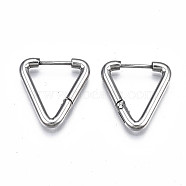 201 Stainless Steel Triangle Hoop Earrings, with 304 Stainless Steel Pins, Hinged Earrings for Women, Stainless Steel Color, 19x18x2.5mm, Pin: 0.7mm(STAS-S103-29P)
