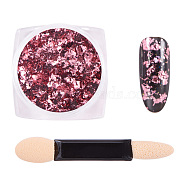 Nail Art Glitter Flakes, Foil Flake Nail Art Pigment Dust Chrome Powder, with One Brush, Flamingo, 30x30x17mm, about 0.3g/box(MRMJ-Q046-012J)