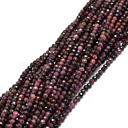 Natural Ruby Beads Strands, Faceted, Round, 3mm, Hole: 0.5mm, about 136pcs/strand, 15.94''(40.5cm)(G-E576-63B)