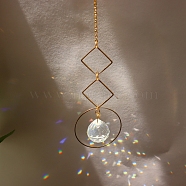 Quartz Crystal Big Pendant Decorations, Hanging Sun Catchers, Rhombus, Clear, 335mm, Hole: 11mm(HJEW-PW0001-018E)