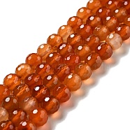 Natural Carnelian Beads Strands, Faceted(128 Facets), Round, 8.5mm, Hole: 1mm, about 45pcs/strand, 14.96 inch(38cm)(G-E571-35B)
