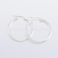 304 Stainless Steel Hoop Earrings, Hypoallergenic Earrings, Silver, 31x30x2mm, 12 Gauge, Pin: 1x0.8mm(EJEW-H327-01D)
