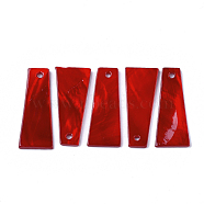 Freshwater Shell Pendants, Spray Painted, Trapezoid, Red, 31x12~13x1.5~2mm, Hole: 1.8mm(SHEL-S274-46A)