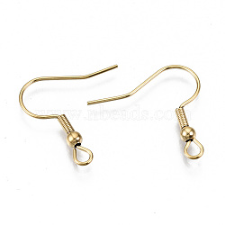 304 Stainless Steel Earring Hooks, Ear Wire, with Horizontal Loop, Cadmium Free & Nickel Free & Lead Free, Golden, 20~22x22mm, Hole: 2mm, 21 Gauge, Pin: 0.7mm(STAS-S111-001G-NR)