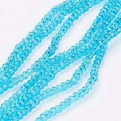 Transparent Glass Beads Strands, Faceted, Rondelle, Dark Turquoise, 2.9~3.3x2mm, Hole: 0.5mm, about 145~150pcs/strand, 34~35cm(GLAA-R135-2mm-08)