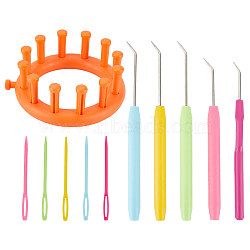 Round Plastic Knitting Looms, with Crochet Needle & Yarn Needle, Mixed Color(TOOL-HY0001-09)