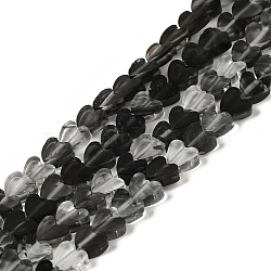 Handmade Lampwork Beads Strands, Heart, Black, 6x6x2~2.5mm, Hole: 1mm, about 77pcs/strand, 15.75''~16.14''(40~41cm)(LAMP-Q035-01P)