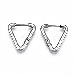 Tarnish Resistant 201 Stainless Steel Triangle Hoop Earrings, with 304 Stainless Steel Pins, Hinged Earrings for Women, Stainless Steel Color, 19x18x2.5mm, Pin: 0.7mm(STAS-S103-29P)