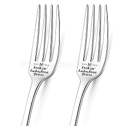 Globleland Word Pattern 304 Stainless Steel Fork, with Coated Paper Cutlery Storage Box, Heart Pattern, 200x24mm, Fork: 2pcs/box(AJEW-GL0001-17O)