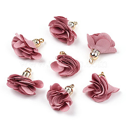 Cloth Pendant Decorations, with Acrylic Findings, Flower, Pale Violet Red, 25~30x28~35mm, Hole: 2mm(FIND-P026-D14-1)