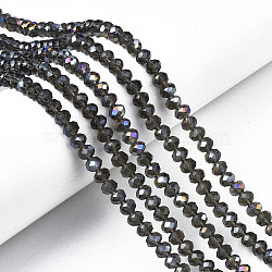 Electroplate Glass Beads Strands, AB Color Plated, Faceted, Rondelle, Gray, 6x5mm, Hole: 1mm, about 83~85pcs/strand, 38~39cm(EGLA-A034-T6mm-B26)