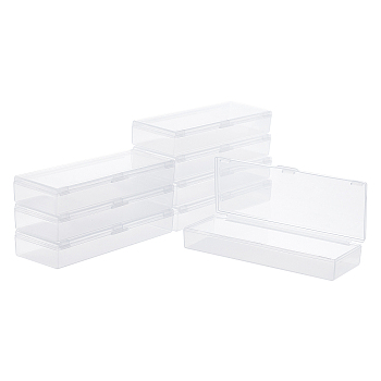 Empty Polypropylene (PP) Storage Containers Box Case, with Lids, Rectangle, Clear, 12x4.5x1.9cm, Inner Size: 11.7x4.1cm, 12pcs/set