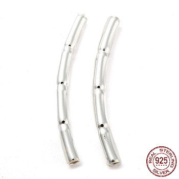 925 Sterling Silver Tube Beads, Bamboo Tube Beads, Silver, 24.5x2x2mm, Hole: 1.2mm