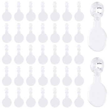 500Pcs Plastic Glue-on Flat Pad Bails, Flat Round Pendants Finding, Clear, 16x8x5.4mm, Hole: 2mm