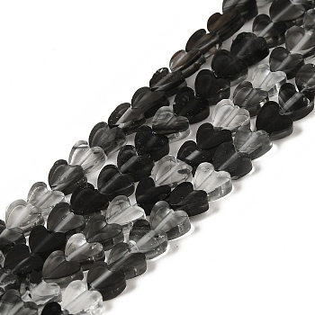Handmade Lampwork Beads Strands, Heart, Black, 6x6x2~2.5mm, Hole: 1mm, about 77pcs/strand, 15.75''~16.14''(40~41cm)