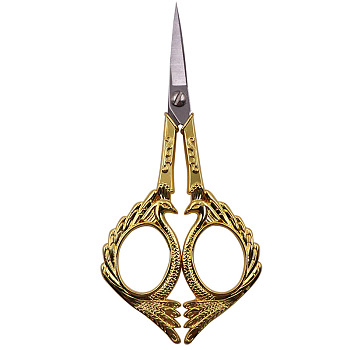 Stainless Steel Phoenix Scissors, Alloy Handle, Embroidery Scissors, Sewing Scissors, Golden & Stainless Steel Color, 12.6cm