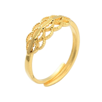 Flower Brass Adjustable Rings for Women, Real 24K Gold Plated, US Size 9(18.9mm)