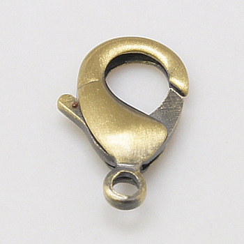 Brass Lobster Claw Clasps, Parrot Trigger Clasps, Lead Free & Cadmium Free, Brushed Antique Bronze, 15x8x3mm, Hole: 2mm