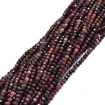 Natural Ruby Beads Strands, Faceted, Round, 3mm, Hole: 0.5mm, about 136pcs/strand, 15.94''(40.5cm)