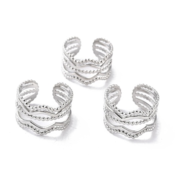 304 Stainless Steel Finger Rings, Cuff Rings, Long-Lasting Plated, Stainless Steel Color, US Size 7 3/4(17.9mm), 10~12mm