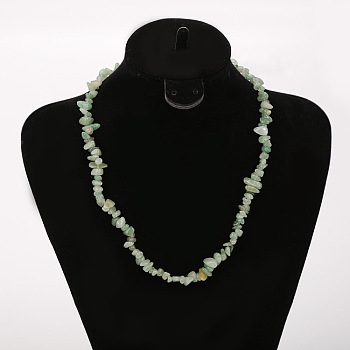 Natural Green Aventurine Chip Beaded Necklaces for Women, with Alloy End Chains, Platinum, 17.72 inch(45cm)