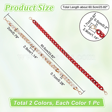WADORN 2Pcs 2 Colors Resin Imitation Gemstone Curb Chain Bag Straps(FIND-WR0008-61)-2