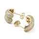 Rack Plating Brass Micro Pave Cubic Zirconia Stud Earring(EJEW-C081-34G)-2