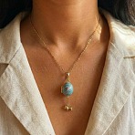 Magnetic Brass Enamel Egg Locket Pendant Necklaces for Women, Golden, Blue, 17.76 inch(45.1cm)(KK-CBAF5B9-02G-02)