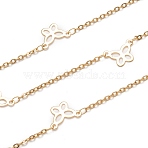 Ion Plating(IP) 304 Stainless Steel Butterfly Link Cable Chains, Soldered, with Spool, Golden, Link: 2.5x2x0.5mm, Butterfly: 14x10x0.5mm, about 16.4 Feet(5m)/roll(STAS-P254-09G)