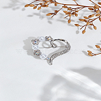 1Pc Alloy Glass Rhinestone Brooch, Plastic Imitation Pearl Heart Vintage Badge for Valentine's Day, Platinum, 42x42mm(JEWB--LP0004-89)