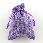 Polyester Imitation Burlap Packing Pouches Drawstring Bags, Lilac, 18x13cm(ABAG-R004-18x13cm-08)