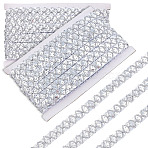 Sparkle Polyester Wavy Lace Trim Ribbon, with Plastic Sequins, Silver, 5/8 inch(15mm), about 10.94 Yards(10m)/pc(OCOR-WH0082-563A)