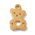 PVD Vacuum Plating 304 Stainless Steel Charms, Long-Lasting Plated, Laser Cut, Bear with Heart Charms, Golden, 9.5x6x1mm, Hole: 1.2mm(X-STAS-L081-006G)