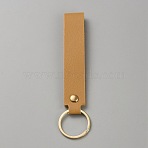 PU Leather Keychain, with Golden Iron Key Rings, Dark Goldenrod, 13.7cm(KEYC-WH20004-03G-01)
